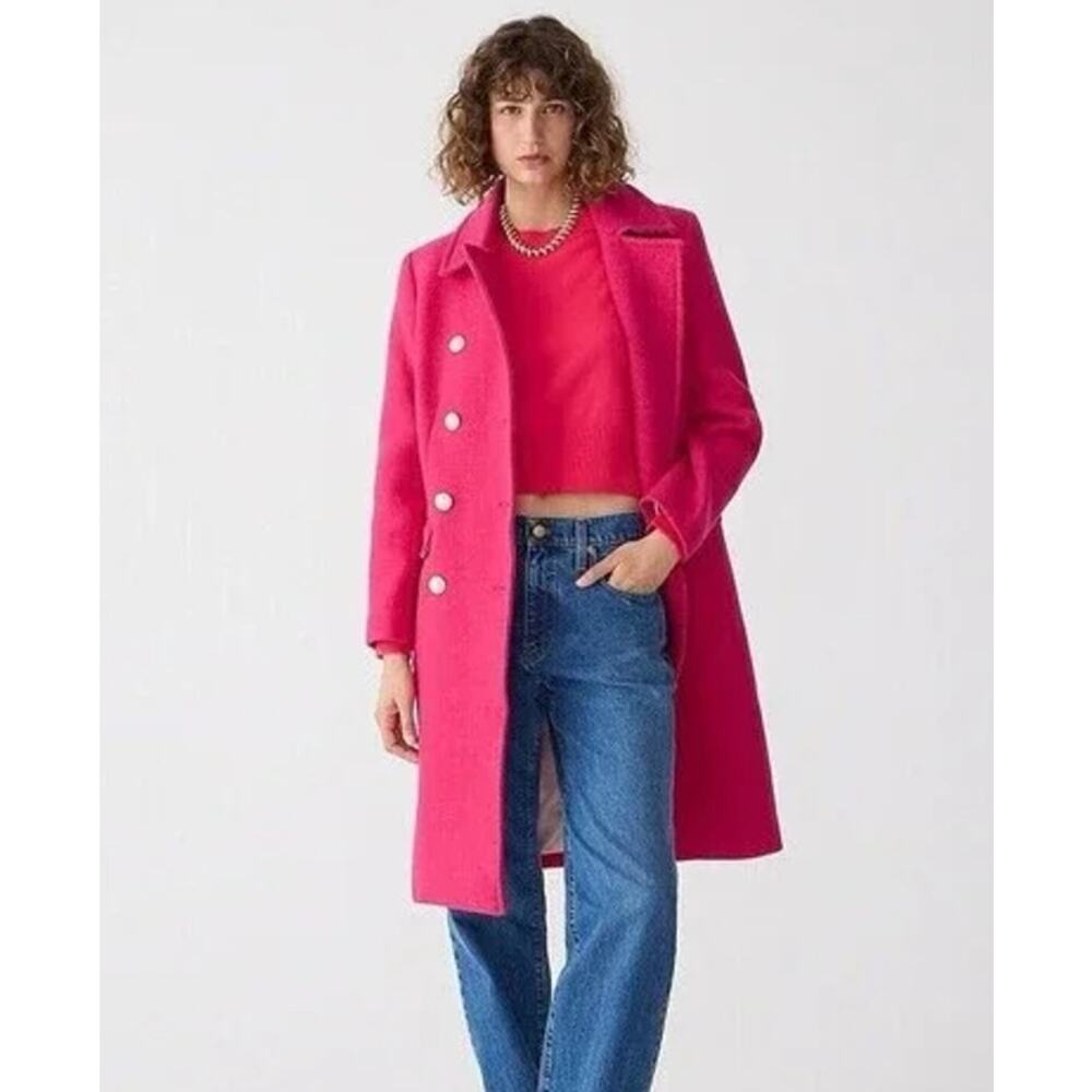 J. CREW Warwick Top Coat NWT Pink Italian Wool Blend Stadium Cloth Women's 00 - Picture 2 of 10